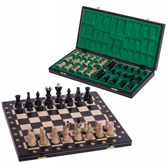 OUTLET — Дерев'яні шахи AMBASADOR Black Edition, 52 x 52 см