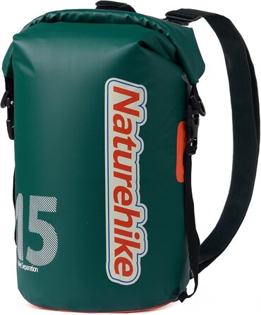 Водонепроникний рюкзак Naturehike Dry Bag 15L – Сумка-мішок для каякінгу, човнів, риболовлі, рафтингу, плавання, сноубордингу (Зелений)