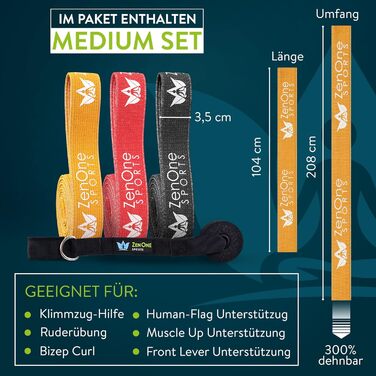 Набір еластичних стрічок для фітнесу ZenOne Sports® - 5 рівнів опору | Стрічки для силових тренувань вдома та в подорожах | Спортивні гумки для фітнесу