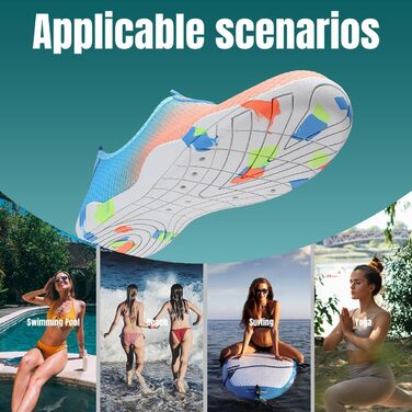 Взуття для плавання та водних видів спорту WateLves: чоловіче та жіноче, швидковисихаюче, унісекс, кольори: блакитний, помаранчевий, розмір 39 EU