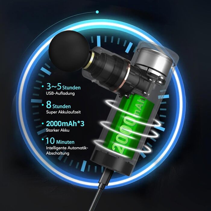 Масажний пістолет arboleaf Mini 3200 об/хв, 0,47 кг, 4 силіконові насадки, AI-рівні, тиха робота, акумулятор USB-C, з чохлом, сірий – масажер для м'язів