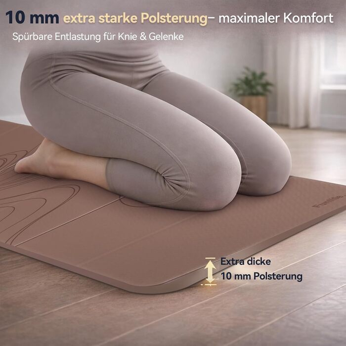 Килимок для йоги FunLife XXL 190x66x10мм: Нековзкий, складаний, для йоги, пілатесу та фітнесу (Колір: Карамель-Абрикос)