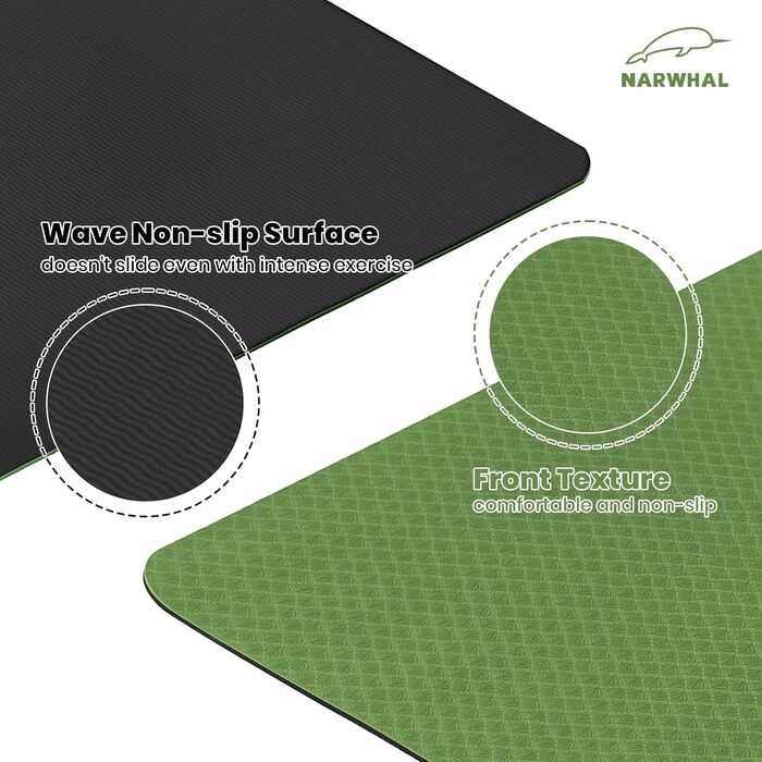 Килимок для йоги Narwhal XXL з TPE, 190x80x0.6 см, нековзний, для фітнесу та занять спортом