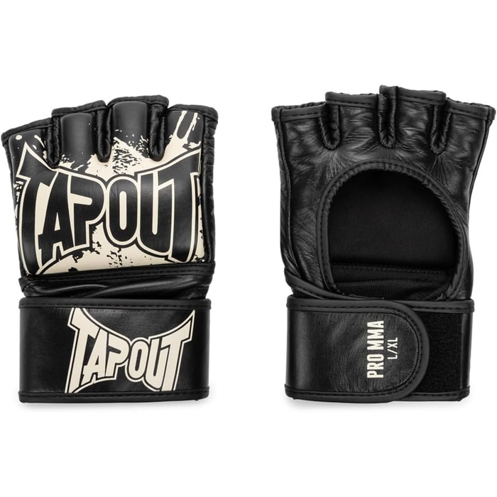 Боксерські рукавички Tapout MMA Pro з натуральної шкіри, чорні/екрю, розмір L