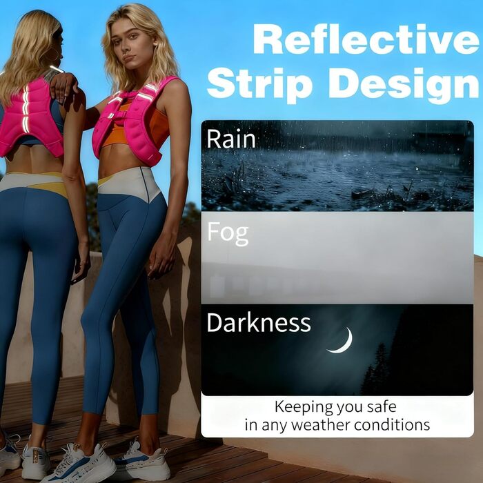 Вага для тренувань (3/5 кг) з світловідбиваючими смугами та регульованими ременями, фітнес-вага для силових тренувань, бігу, кардіо та фітнесу (рожевий)