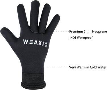 WEAXIO Неопренові рукавички для плавання та дайвінгу 3мм/5мм, чоловічі/жіночі, зимові терморукавички преміум-якості, рукавички для плавання XL 5мм