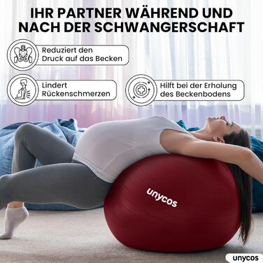 Фітбол Unycos 65 см для фітнесу, йоги, пілатесу, балансу та силових тренувань. З насосом, BPA-Free, антивибуховий. Рожевий #10