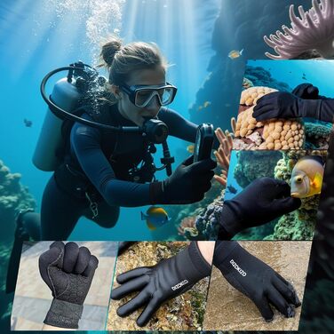 PAWHITS Неопренові рукавички 3 мм для плавання, дайвінгу, каякінгу та серфінгу - чоловічі та жіночі, з антиковзким покриттям (з регульованими ремінцями, розмір L)