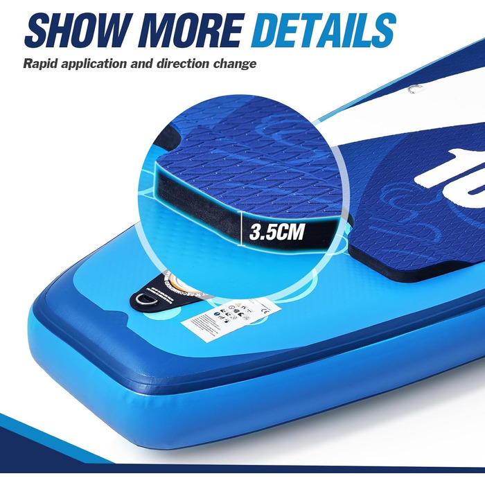 Надувний SUP-борд Zupapa 320/366 см | Комплект Stand Up Paddle Board з сидінням для каяка | Чорно-сіро-білий | З аксесуарами