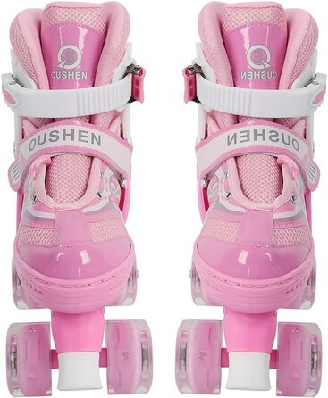 Дитячі ролики Supfine – регульовані, з підсвічуванням, розмір 31-38 (S/M), для дівчаток та хлопчиків, рожеві