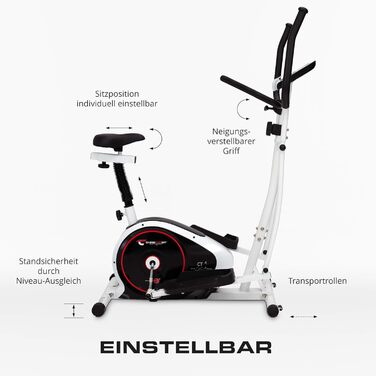 Ергометр Christopeit Crosstrainer CT 4 – 2-в-1 тренажер для ходьби та бігу з магнітною системою опору 7 кг, 8 рівнів навантаження, LCD-дисплей, датчики пульсу та підставка для планшета – для щадного впливу на суглоби (з килимком)