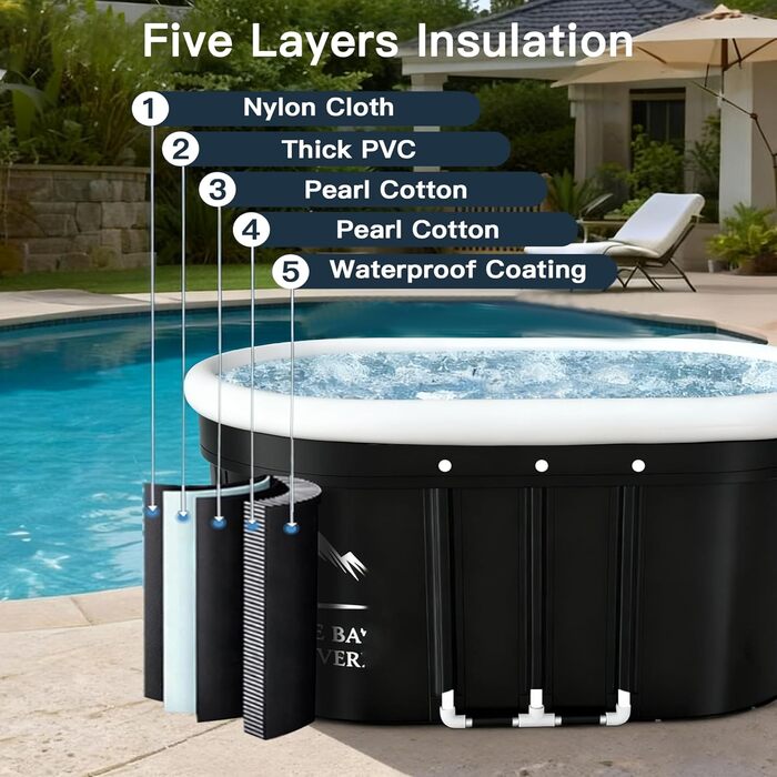 Екзотермічна ванна B&Y Ovales Eisbad: ізольована ванна для холодової терапії (120x65x65 см)