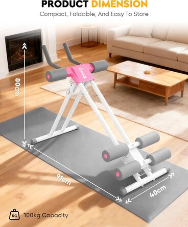 Тренування пресу GuuG: компактний тренажер для дому, для чоловіків та жінок, рожевий