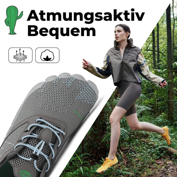 Взуття SAGUARO для трейлраннінгу та активного відпочинку унісекс, Zehenschuhe з нульовим перепадом, розмір 36-48 (EU), сірий