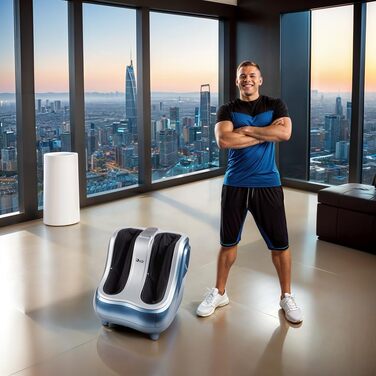 Електричний масажер для ніг GLOBAL RELAX VITALZEN SLIM з шиацу, розминанням і підігрівом, для поліпшення кровообігу та зняття болю, інтуїтивна панель керування, синій (Vitalzen Pro)