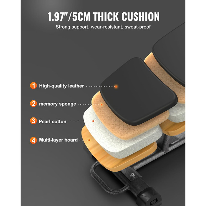 VEVOR лавка для пресу, Bauchbank з обертовим ручками, регульована висота, міцна сталь, 500/600/453,6 кг, для фітнесу вдома, силові тренування, лавка для пресу/1000lbs