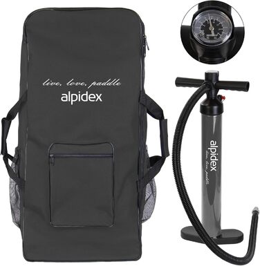 Набір SUP Alpidex Stand Up Paddle 305 см, надувний, до 150 кг, стабільний, легкий, повний комплект (білий)