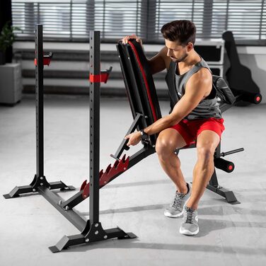 Регульована лавка Hop-Sport HS-1095 з підставкою для штанги та пюпітром для біцепса – тренувальна лава для жиму лежачи
