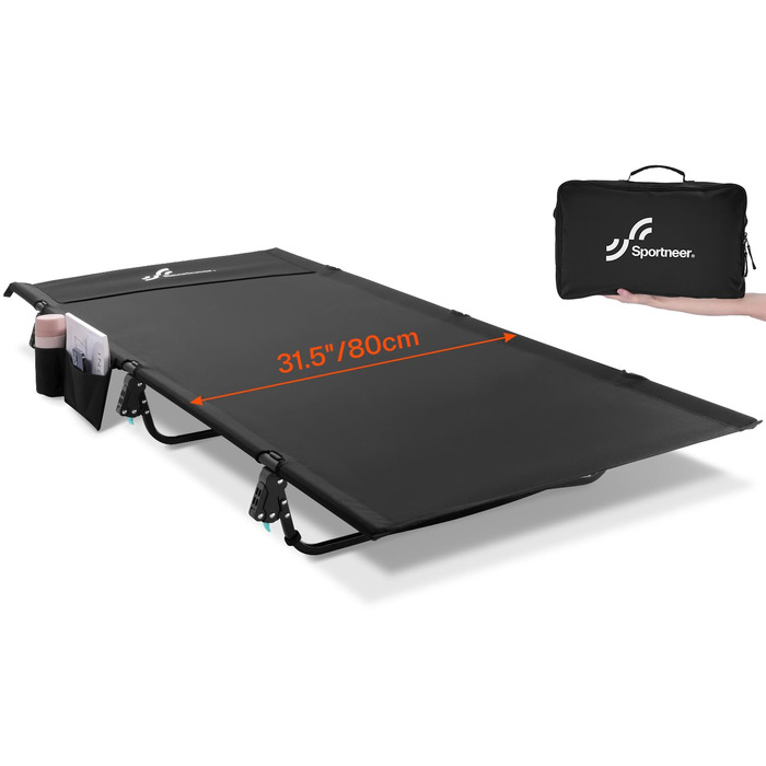 Розкладне ліжко Sportneer для кемпінгу та відпочинку на природі: легке, компактне, алюмінієве (190x70 см)