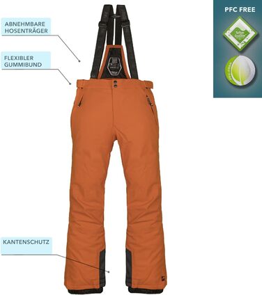 Сніговий костюм Killtec для чоловіків, розмір M, 2 частини (куртка та штани), водонепроникний, вітронепроникний, дихаючий, з водовідштовхувальним покриттям 10 000 мм, чорний, теракота / помаранчевий