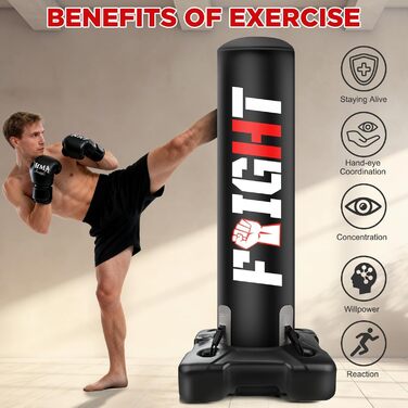 Боксерський мішок стоячий NZQXJXZ 175 см з помпою та рукавичками для боксу, комплект для кікбоксингу, MMA, Муай Тай, домашній спортзал