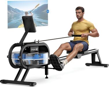 Водне тренажер-гребля Dripex для дому, до 150 кг, Bluetooth, LCD, тримач для планшету