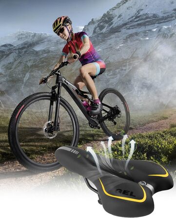 Велосипедне сідло MSDADA Gel MTB: зручне, ергономічне, водонепроникне для MTB, BMX, шосе, міських велосипедів (чорний/жовтий)