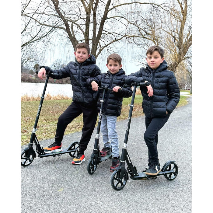 Самокат Nattork Kinder складаний, до 100 кг, великі колеса, для дітей від 6 років, білий