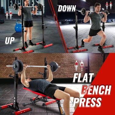 Стійка для штанги ISE Squat-Rack, 6 рівнів регулювання, 2 окремі стійки, сталева, до 200 кг, сертифікована EN 957