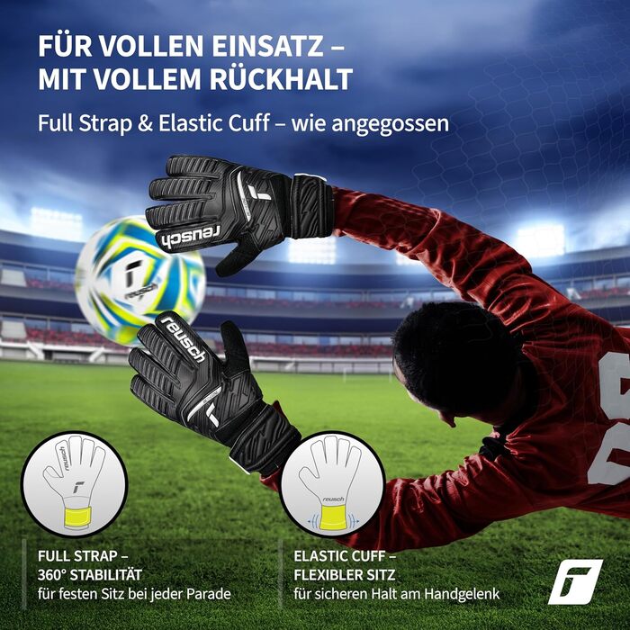Воротарські рукавички Reusch Attrakt Solid - професійні, з латексом, для будь-якої погоди та покриття (чорні)