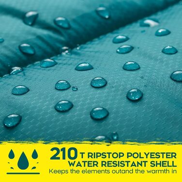 Спальний мішок Bessport Flannel для кемпінгу 3-4 сезони - 10°C-20°C | Зимовий, легкий, водонепроникний та теплий спальний мішок для дорослих та дітей, для подорожей з рюкзаком, кемпінгу, походів та подорожей. Фланелевий, блакитно-зелений (-5°C) (Поліестер