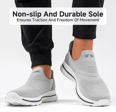 Сліпони чоловічі без шнурівки: спортивні кросівки для бігу та активного відпочинку (сірий, 45 EU)