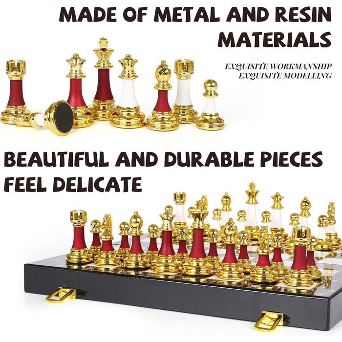 Великий набір шахів для дорослих 38,1 см з фігурами з акрилу, набір для подорожей, елегантний класичний дизайн