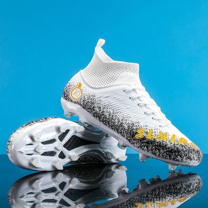 Чоловічі футбольні бутси хай-топ на штучному газоні, професійні кросівки для легкої атлетики, спортивні бутси для підлітків, розмір 41 1/3 EU, білий колір