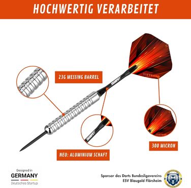 Набір дротиків сталеві Brass 23g з аксесуарами (червоні) - 3 шт.