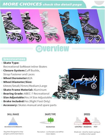 Інлайнери дитячі 2PM SPORTS Cytia Rosa з регульованим розміром та світлодіодними колесами, рожеві. Для дівчаток та хлопчиків, розмір EU 32-35.