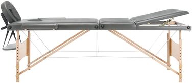 Масажний стіл vidaXL, 3-зонний, регульований, з чохлом, антрацит, 186x68 см, дерев'яний каркас, косметологічна, терапевтична кушетка