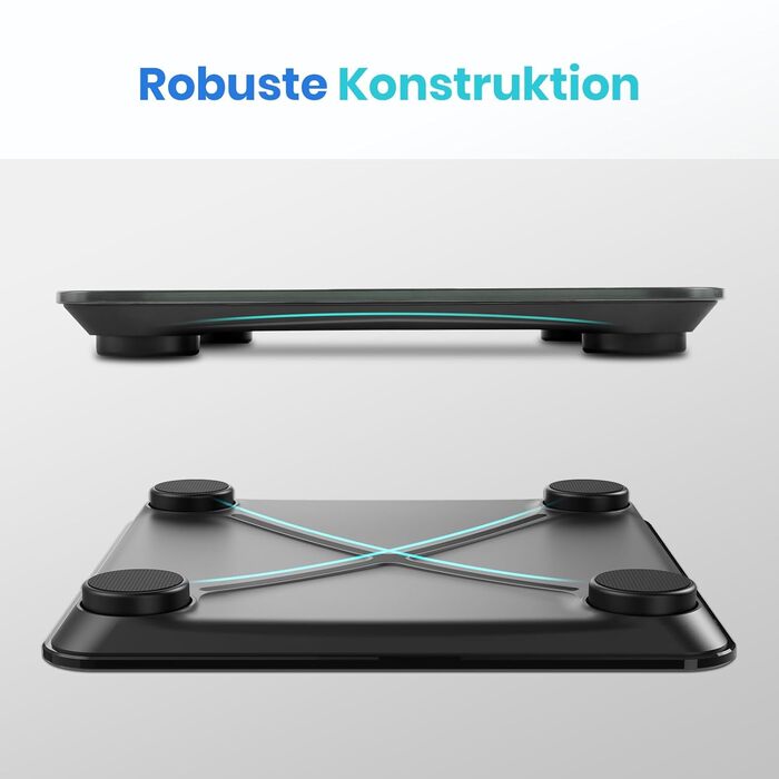 Електрична вага Etekcity для вимірювання жиру та м'язів, з великим дисплеєм, вимірювання частоти серця, USB-зарядка, підтримка Bluetooth/Wifi, 180 кг, 0.05 кг, підтримка безлічі профілів користувачів в додатку, темно-синій колір