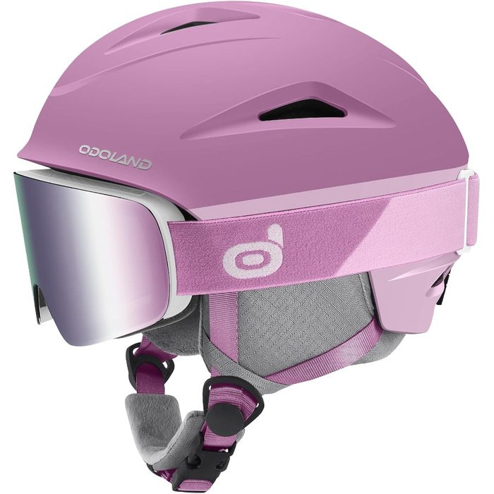 Шолом для лиж та сноуборду Odoland з маскою, захист UV 400, вітрозахист, розмір S (54-56 см), фіолетовий