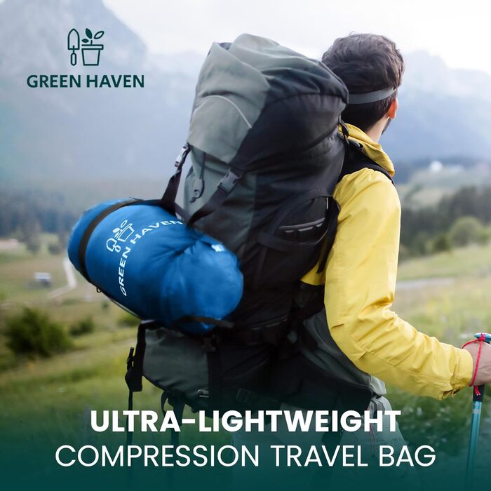 Спальний мішок Green Haven Mumienschlafsack з внутрішньою кишенею, 150 г/м² – водонепроникний, легкий, для кемпінгу та активного відпочинку – 3-сезонний, для весни, літа та ранньої осені, універсальний розмір, блакитний