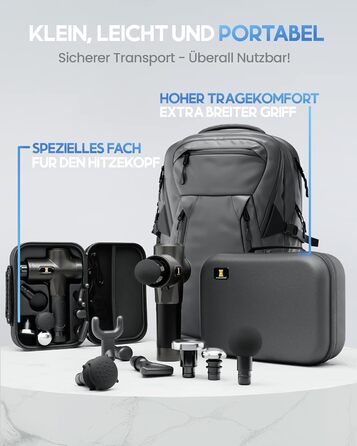 Масажний пістолет HELDENWERK з 7 насадками, 30 швидкостей, USB-C, прогрів, для м'язів