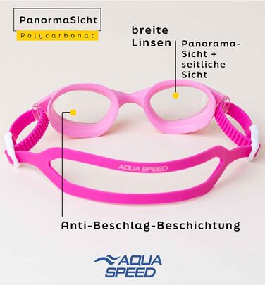 Плавальні окуляри Aqua Speed SERENITY 03 для дорослих, дзеркальні, антифог, UV-захист, силіконовий ремінець, рожеві + мікрофібра