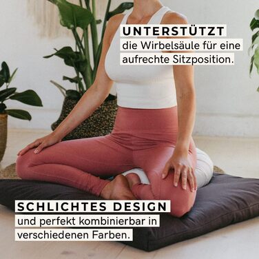 Зуф лотос Lotuscrafts - подушка для медитації та йоги, 15 см, з дінковою начинкою, бавовна, GOTS сертифікат, вишивка баклажан