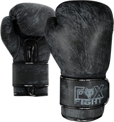 Боксерські рукавички FOX-FIGHT Legend: шкіряні, для тривалого використання, захист та стабільність. Підходять для боксу, кікбоксингу, муай-тай, тренувань, спарингу та MMA. Розміри: 10, 12, 14, 16 OZ, чорний колір.