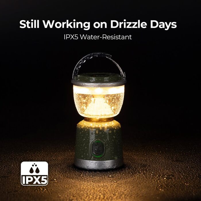 Ліхтар для кемпінгу BougeRV, акумуляторний, знімний штатив, 2700K, 400LM, IPX5, для кемпінгу, подорожей, надзвичайних ситуацій