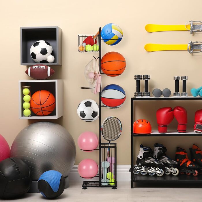 Металевий тримач для м'ячів Nandae: стійка підставка для футбольного, баскетбольного та волейбольного м'яча для гаража та дитячої кімнати