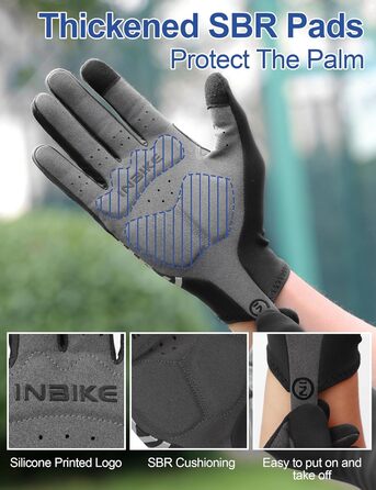 Велосипедні рукавички INBIKE зимові, чорні, для катання на велосипеді, лижах, бігу, з підкладкою для сенсорного екрану, теплі, вітронепроникні, антиковзаючі
