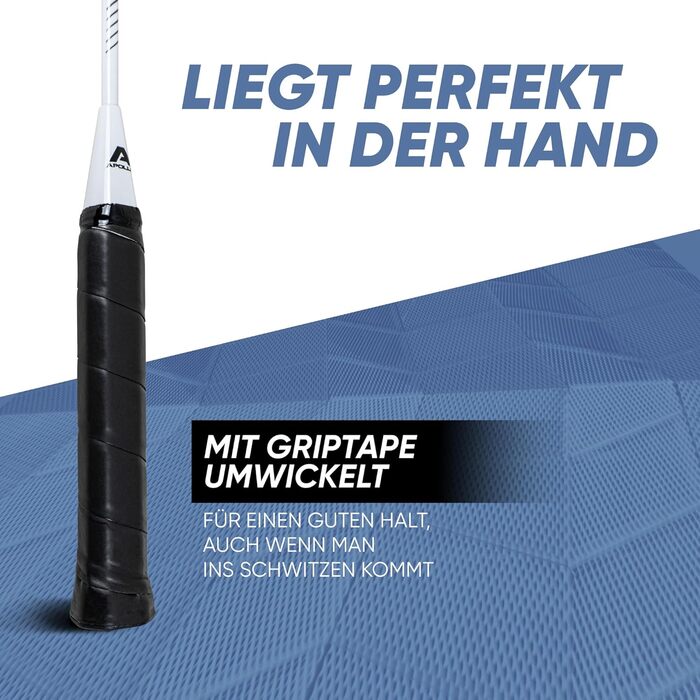 Набір для бадмінтона Apollo Match Pro 400 - ракетки для дітей та дорослих, легкі алюмінієві ракетки, комплект з сумкою, біло-чорний