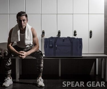 Спортивна сумка XXL Spear 68 см 65 л для чоловіків і жінок, велика футбольна сумка для спортзалу, фітнесу, сауни + пляшка, чорна