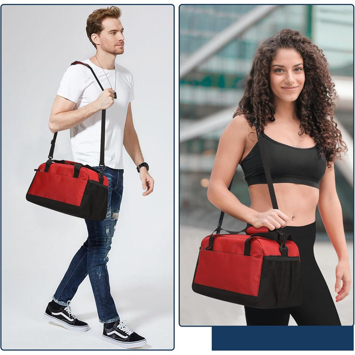 Спортивна сумка маленька з відділенням для мокрого - 35x20x20 см, ручна поклажа, міні-дуфл-сумка з кількома відділеннями для спорту, відпочинку, коротких подорожей (червона, 35 см)